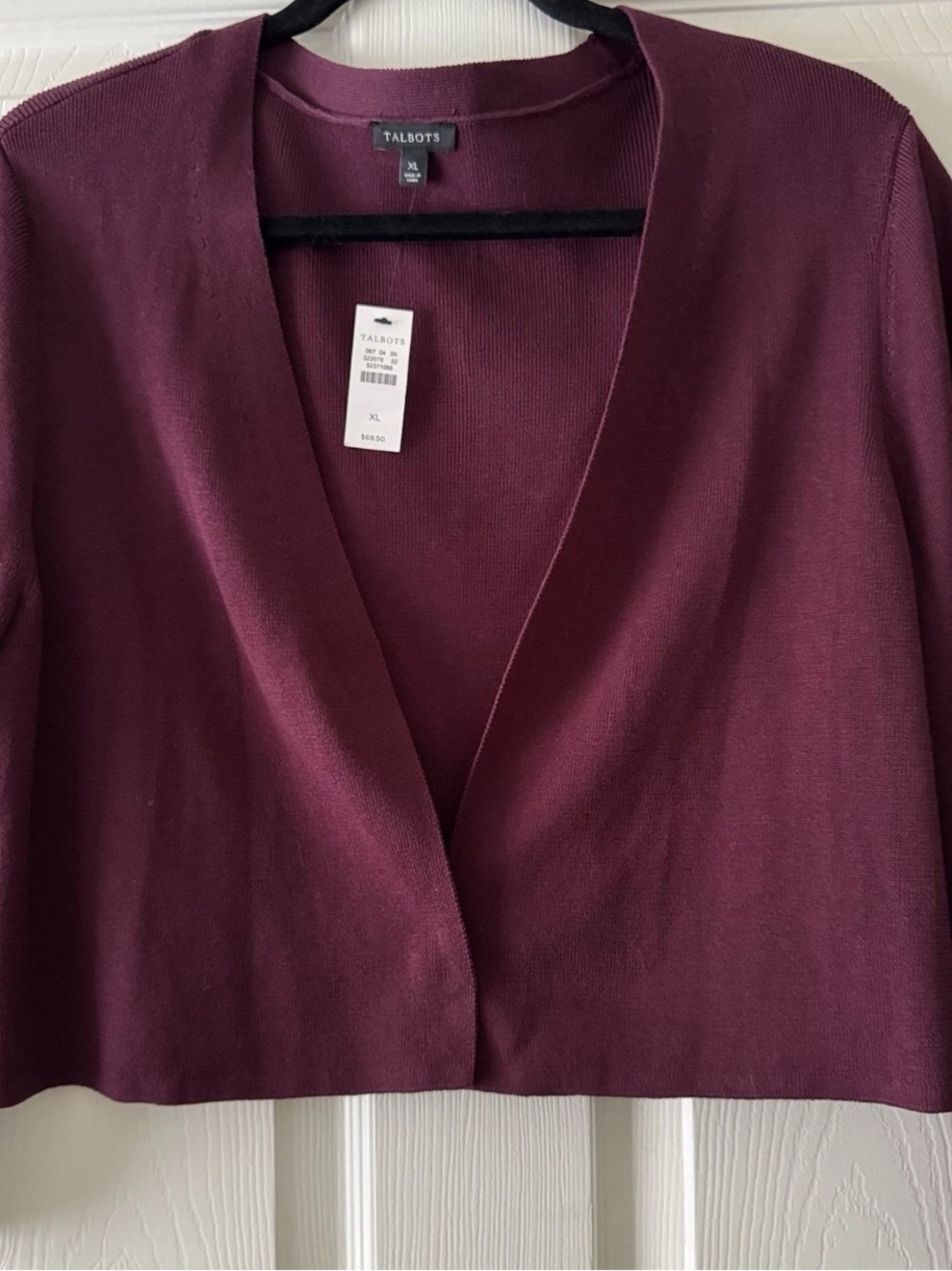 Talbots Merlot Wine Maroon Open Shrug Cardigan Sweater Women’s Size XL NWT - Picture 2 of 5